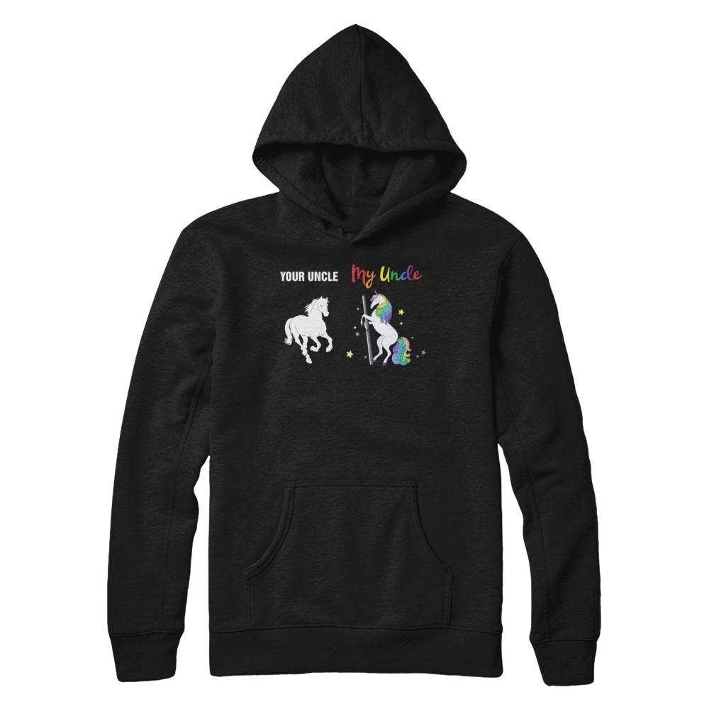 Your Uncle My Uncle Unicorn Funny LGBT Gay Pride-T-Shirt & Hoodie-Pullover Hoodie-Black