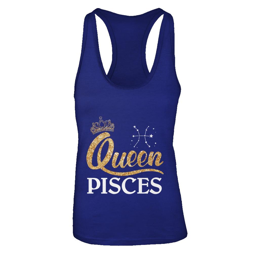 Queen Pisces Zodiac February March Birthday Gift-T-Shirt & Tank Top-Women's Ideal Racerback Tank-Royal