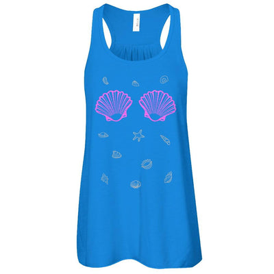 Mermaid Shell Sea Shell Bra Top-T-Shirt & Tank Top-Women's Flowy Racerback Tank-True Royal