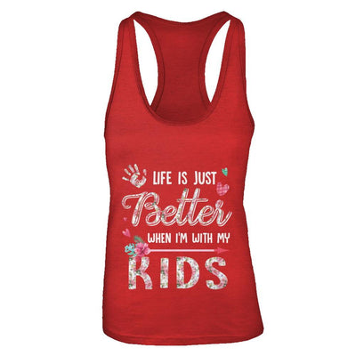 Life Is Just Better When Im With My Kids Mom Gift-T-Shirt & Tank Top-Women's Ideal Racerback Tank-Red