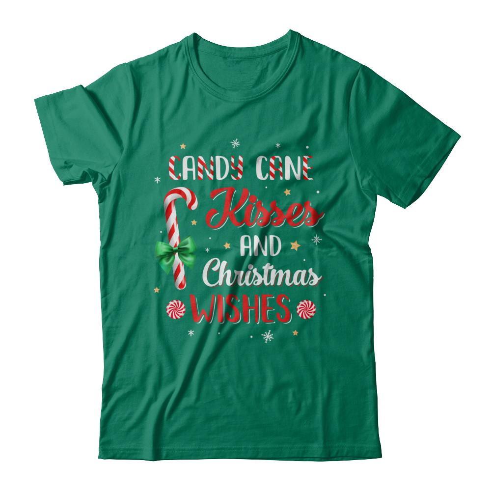 Candy Cane Kisses And Christmas Wishes Gifts-T-Shirt & Sweatshirt-Classic T-Shirt-Kelly Green