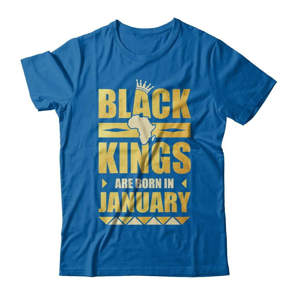 Black Kings Are Born In January Birthday-T-Shirt & Hoodie-Classic T-Shirt-Royal