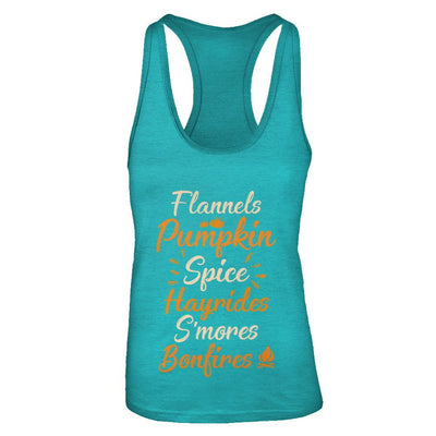 Flannels Pumpkin Spice Hayrides Autumn Gifts-T-Shirt & Tank Top-Women's Ideal Racerback Tank-Tahiti Blue