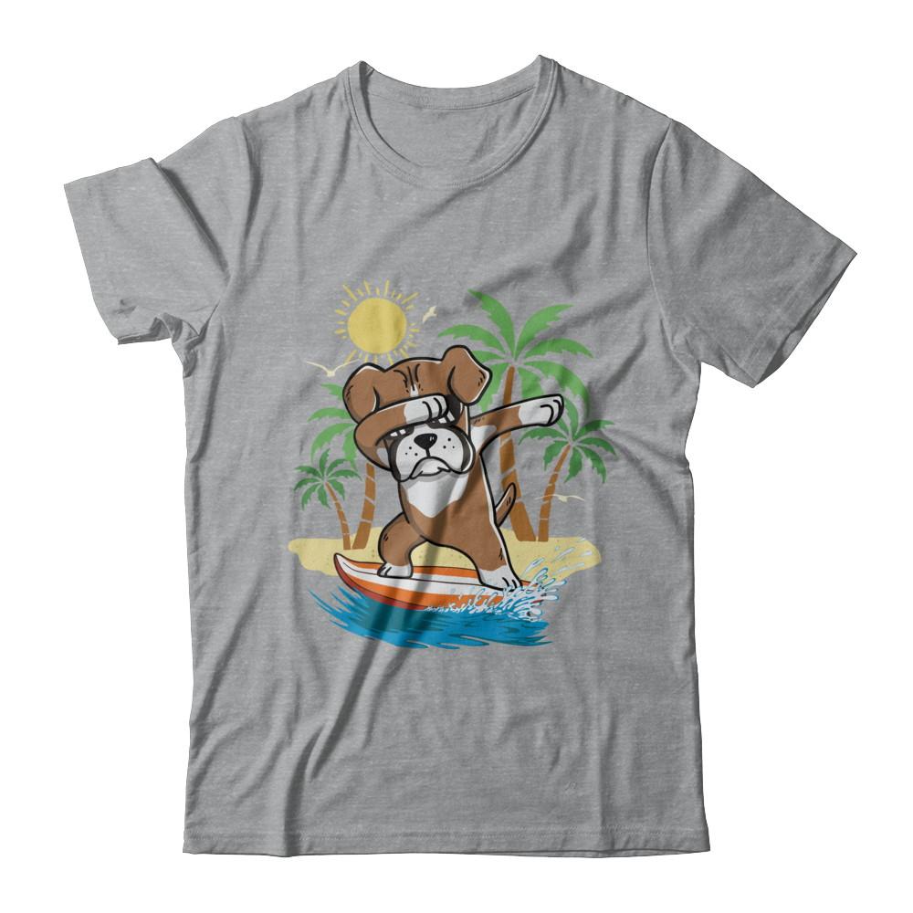 Summer Vacation Dabbing Boxer Surfing Surfboard Gift-T-Shirt & Hoodie-Classic T-Shirt-Sport Grey