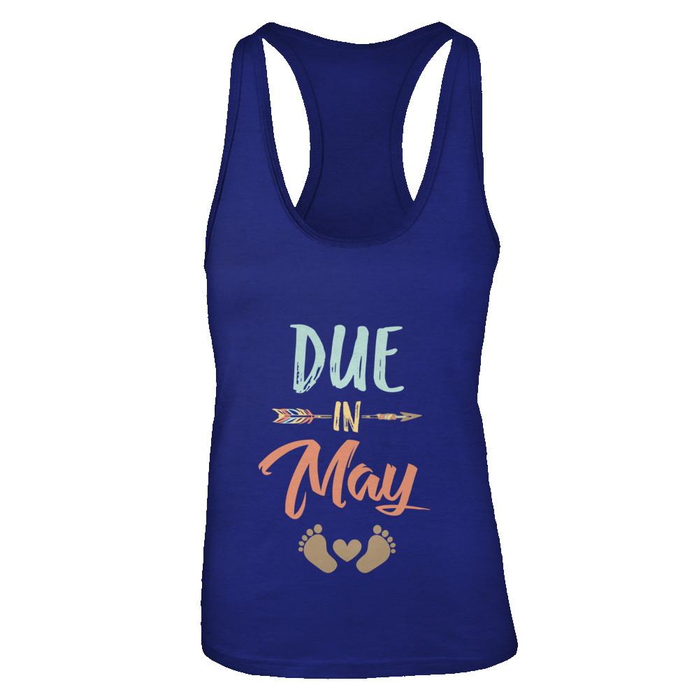 Due Date May 2021 Announcement Mommy Bump Pregnancy-T-Shirt & Tank Top-Women's Ideal Racerback Tank-Royal