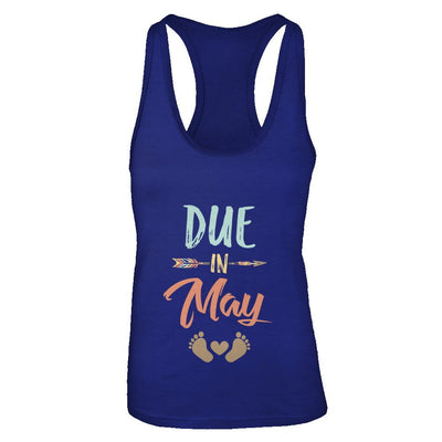 Due Date May 2021 Announcement Mommy Bump Pregnancy-T-Shirt & Tank Top-Women's Ideal Racerback Tank-Royal