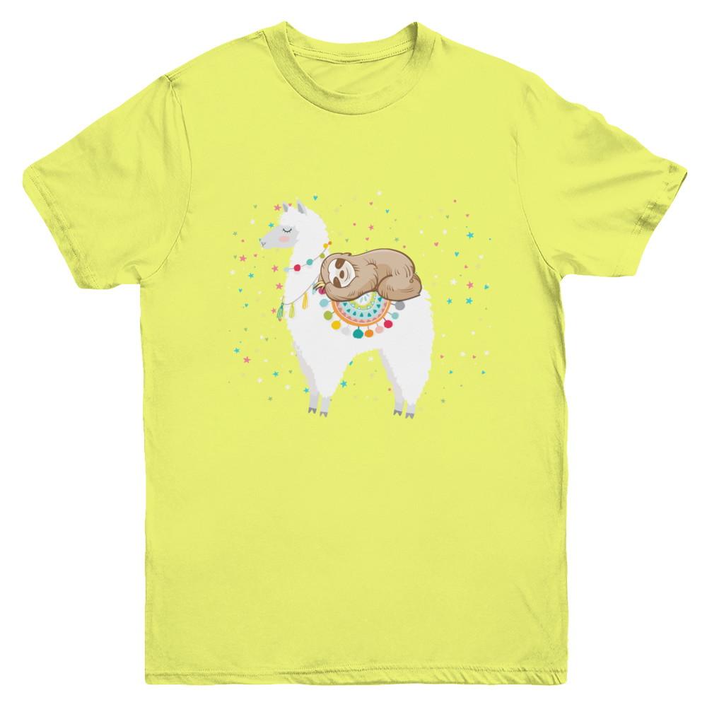 Funny Sloth Riding Llama Lover Youth-Youth Shirt-Youth T-Shirt-Daisy
