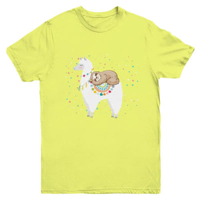 Funny Sloth Riding Llama Lover Youth-Youth Shirt-Youth T-Shirt-Daisy