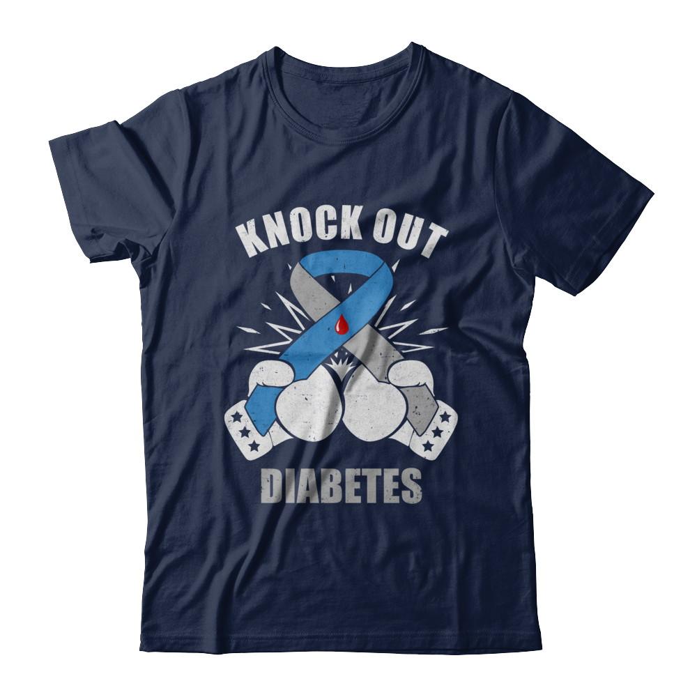 Boxing Knock Out Diabetes Awareness Support-T-Shirt & Hoodie-Classic T-Shirt-Navy