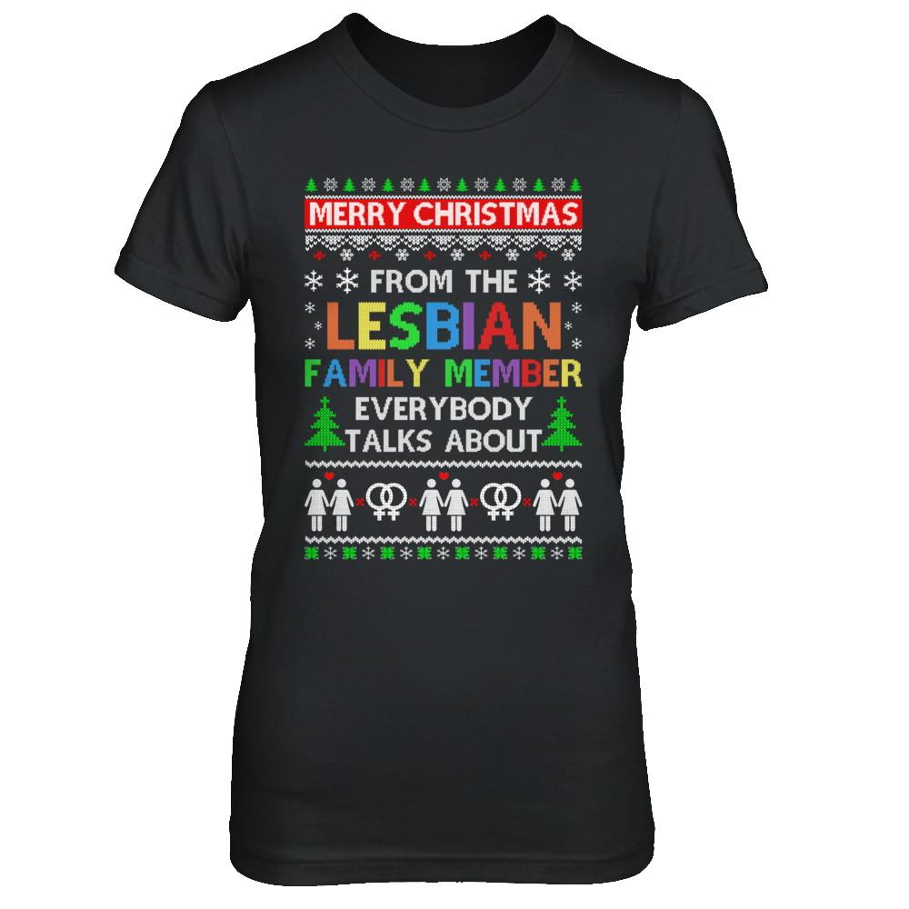 LGBT Merry Christmas From Lesbian Aunt Family Ugly Sweater-T-Shirt & Sweatshirt-Women's T-Shirt-Black