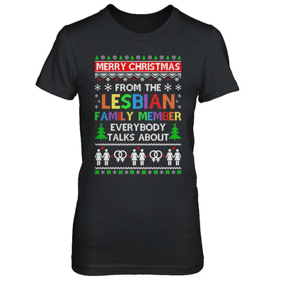 LGBT Merry Christmas From Lesbian Aunt Family Ugly Sweater-T-Shirt & Sweatshirt-Women's T-Shirt-Black