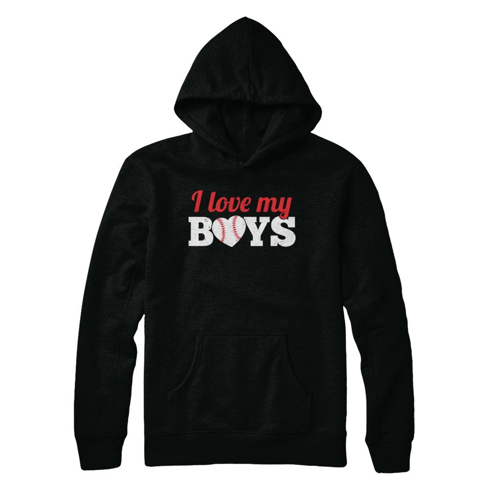 Love My Boys Mom And Dad Baseball-T-Shirt & Hoodie-Pullover Hoodie-Black