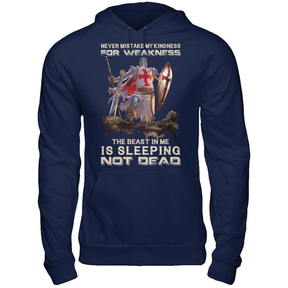 Knight Templar My Kindness For Weakness The Beast In Me Is Sleeping Not Dead-T-Shirt & Hoodie-Pullover Hoodie-Navy