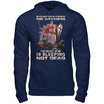 Knight Templar My Kindness For Weakness The Beast In Me Is Sleeping Not Dead-T-Shirt & Hoodie-Pullover Hoodie-Navy