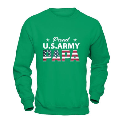 Proud Us Army Papa-T-Shirt & Hoodie-Crewneck Sweatshirt-Irish Green
