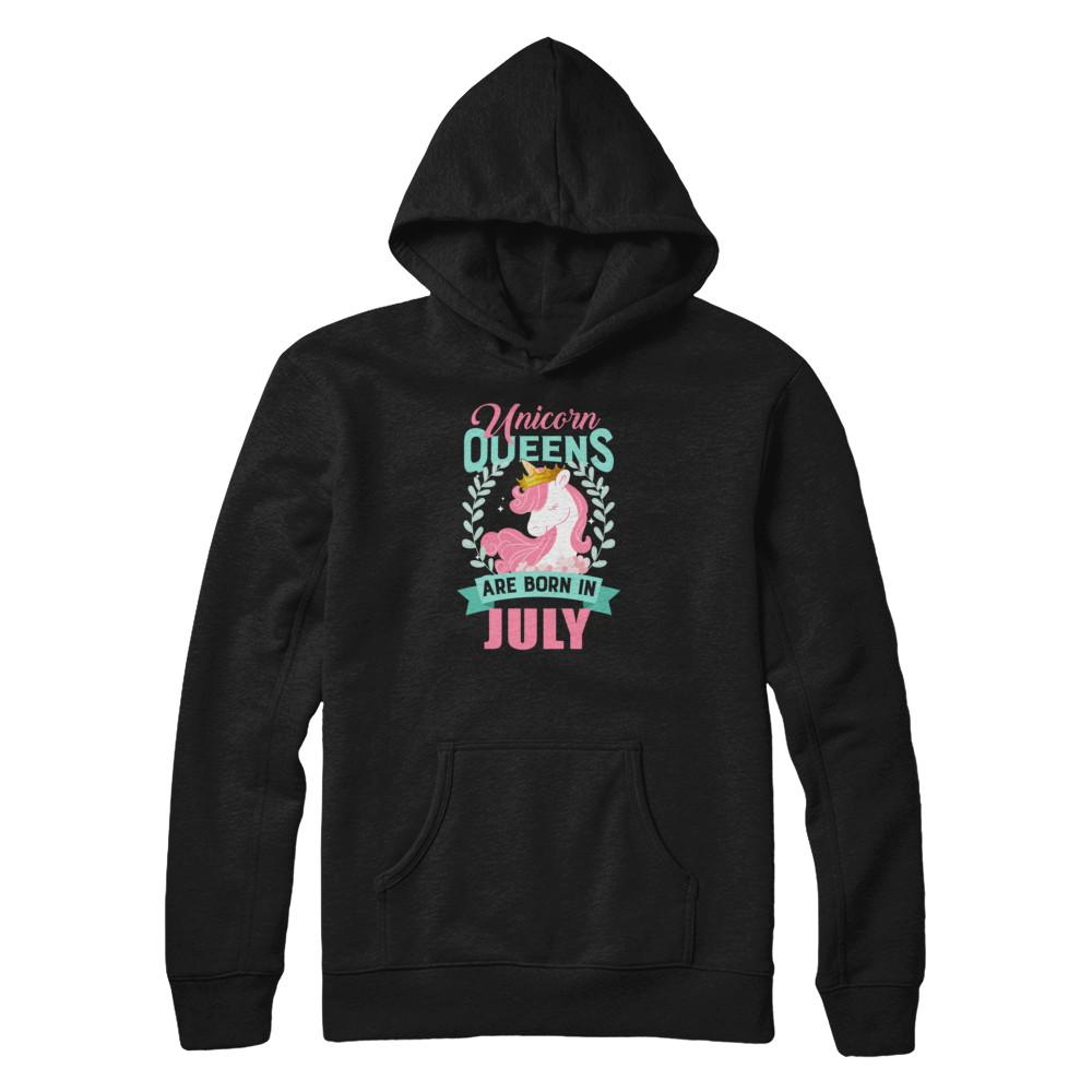 Unicorn Queens Are Born In July Birthday Gift-T-Shirt & Tank Top-Pullover Hoodie-Black