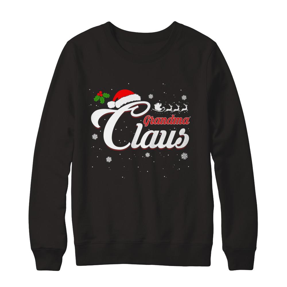 Matching Family Christmas Grandma Claus-T-Shirt & Sweatshirt-Crewneck Sweatshirt-Black