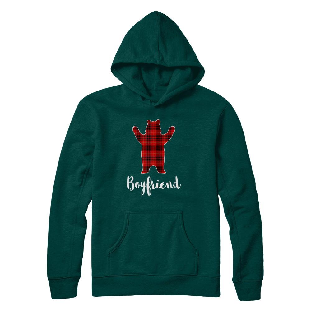 Red Boyfriend Bear Buffalo Plaid Family Christmas Pajamas-T-Shirt & Sweatshirt-Pullover Hoodie-Deep Forest