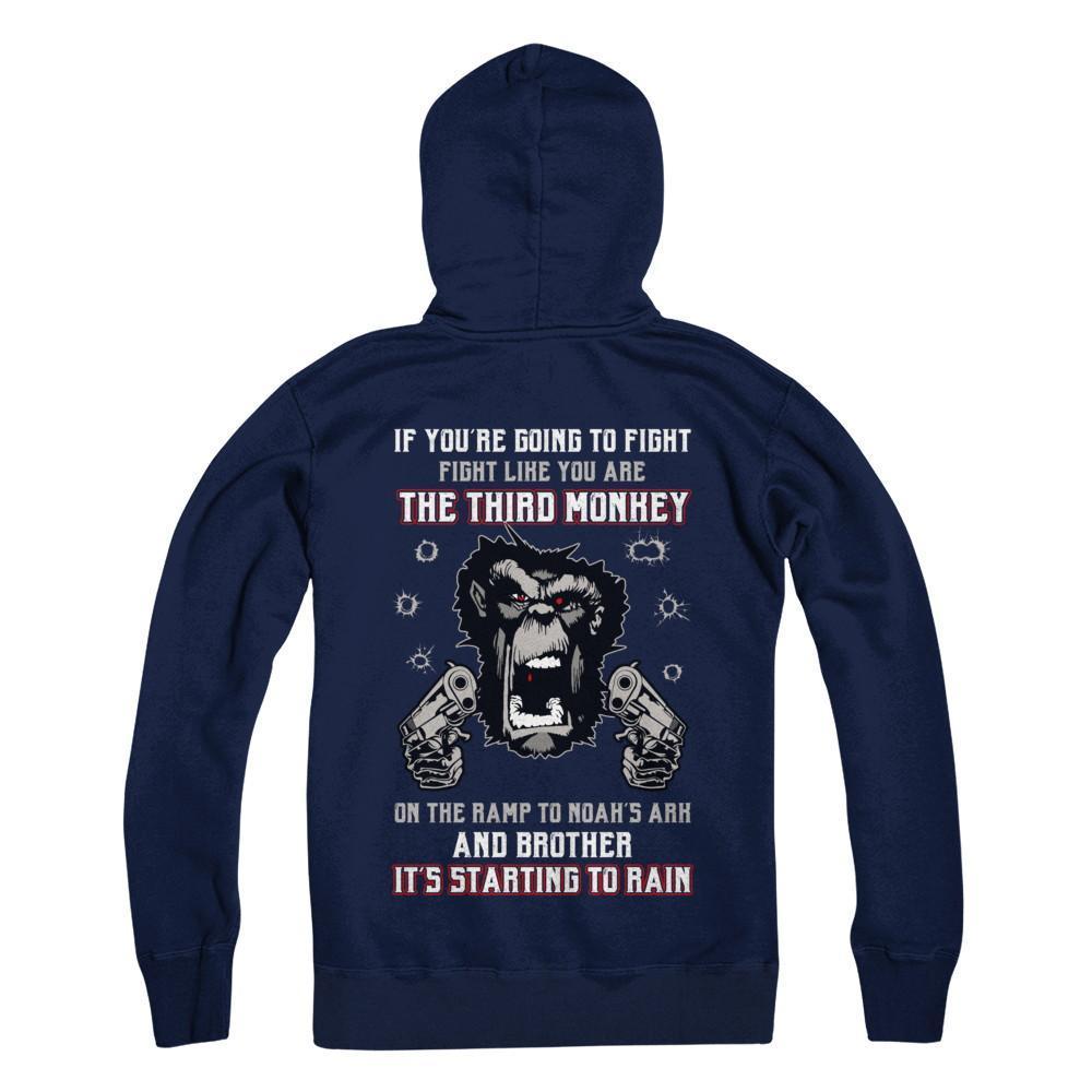 If You're Going To Fight Fight Like You're The Third Monkey-T-Shirt & Hoodie-Pullover Hoodie-Navy
