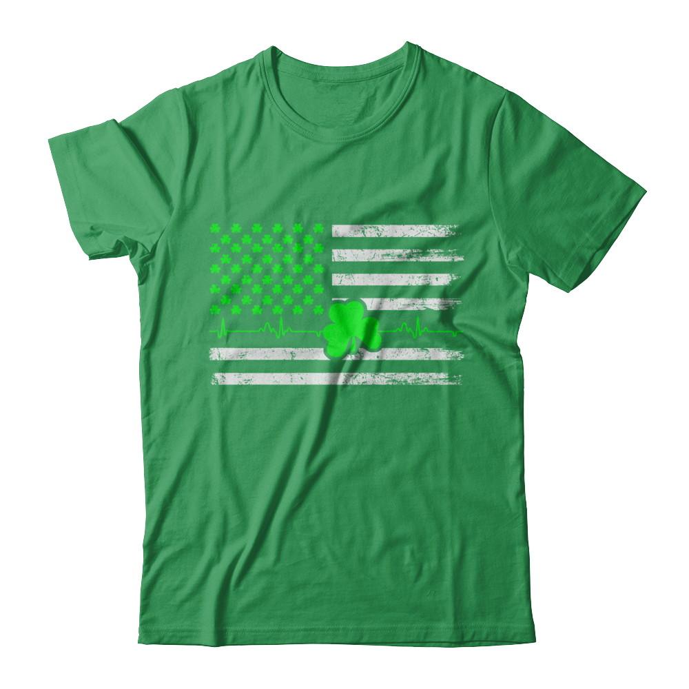 St. Patrick's Day Irish American Flag-T-Shirt & Hoodie-Premium T-Shirt-Kelly Green