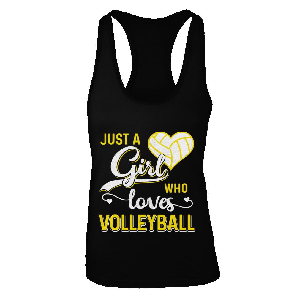 Just A Girl Who Loves Volleyball-T-Shirt & Tank Top-Women's Ideal Racerback Tank-Black