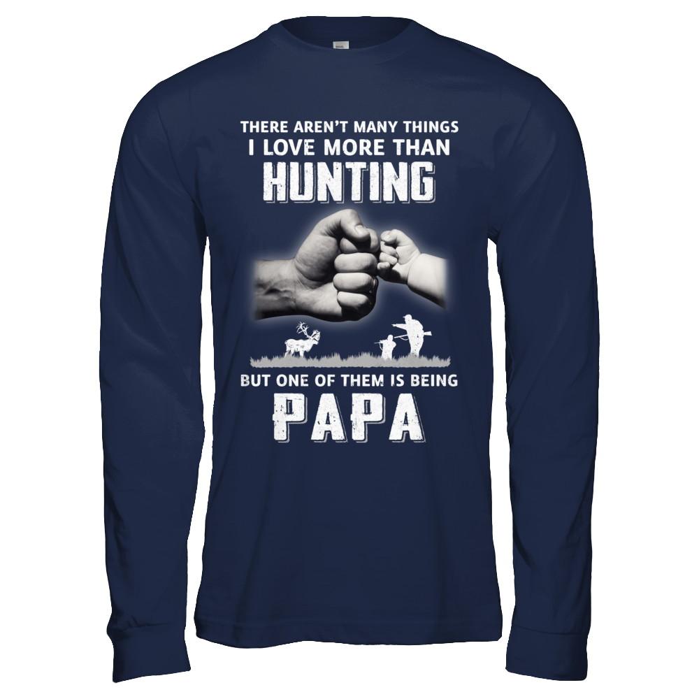 I Love More Than Hunting Being Papa Funny Fathers Day-T-Shirt & Hoodie-Long Sleeve T-Shirt-Navy