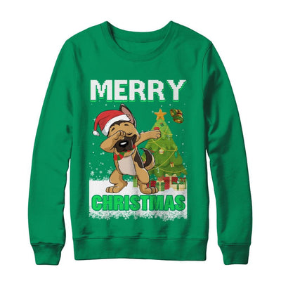 Cute German Shepherd Claus Merry Christmas Ugly Sweater-T-Shirt & Sweatshirt-Crewneck Sweatshirt-Irish Green