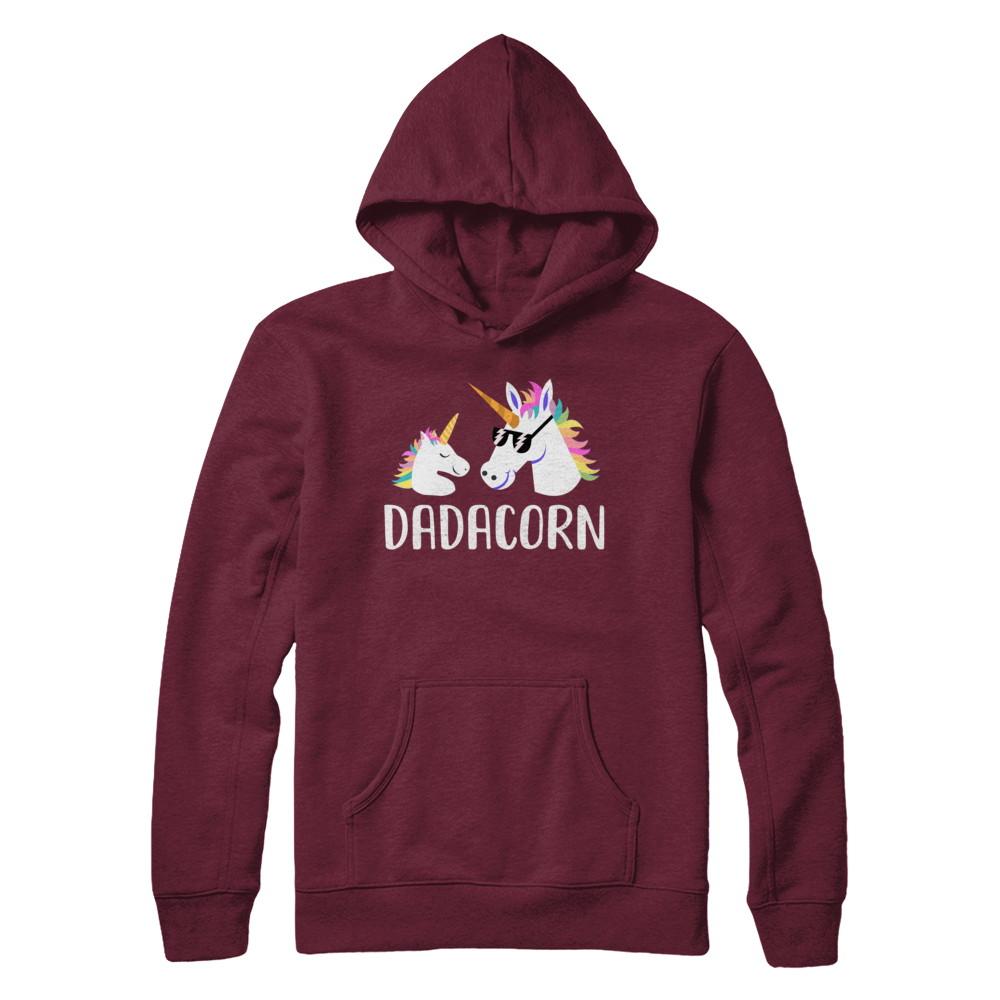 Dadacorn Unicorn Dad And Baby Fathers Day-T-Shirt & Hoodie-Hanes - Heavyweight Pullover Hoodie-Maroon
