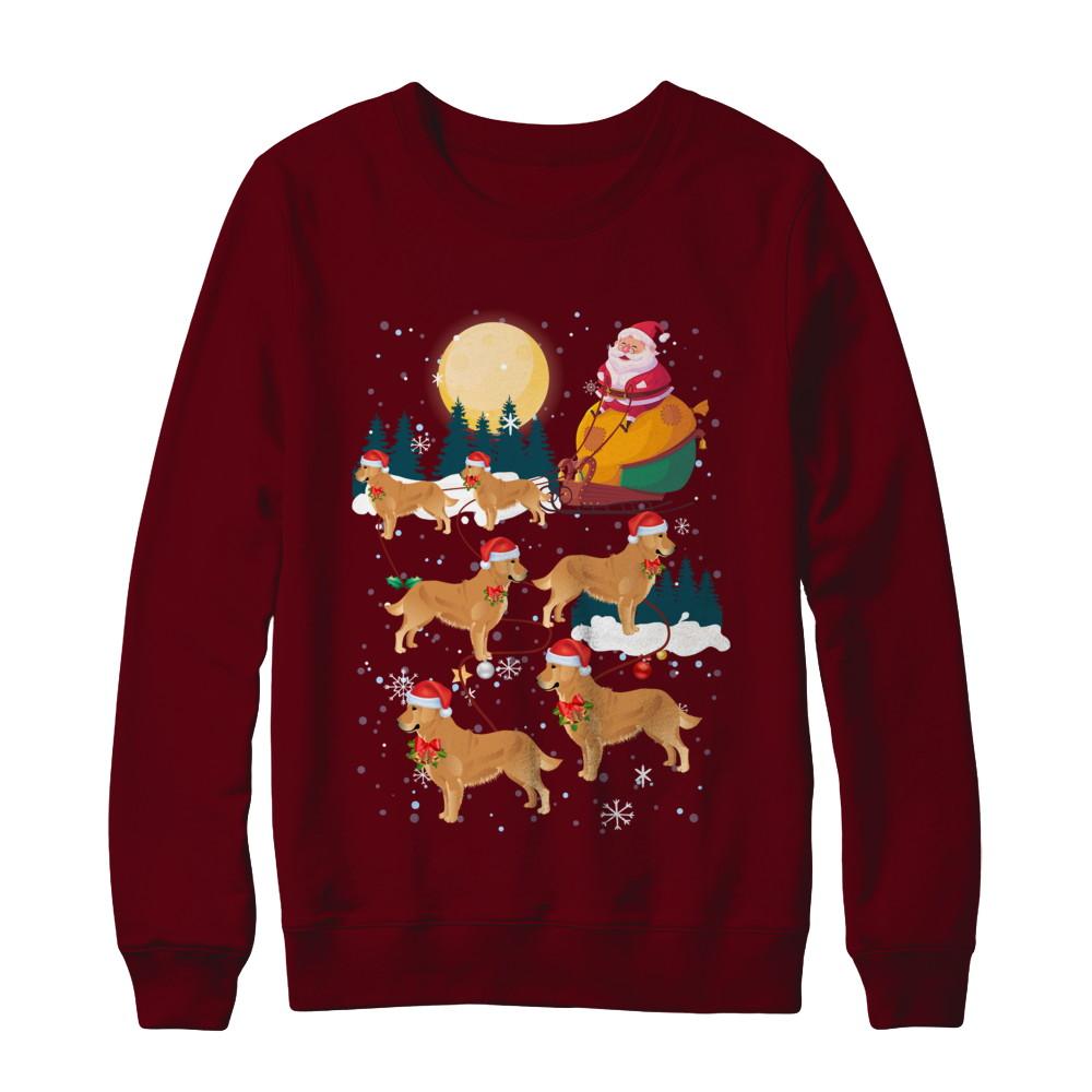 Dog Reindeer Golden Retriever Christmas Gift-T-Shirt & Sweatshirt-Crewneck Sweatshirt-Maroon