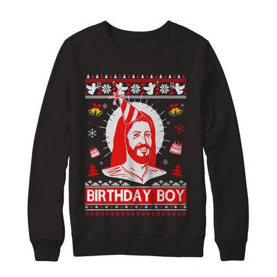 Jesus Birthday Boy Ugly Christmas Sweater-T-Shirt & Sweatshirt-Crewneck Sweatshirt-Black