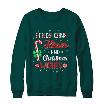 Candy Cane Kisses And Christmas Wishes Gifts-T-Shirt & Sweatshirt-Crewneck Sweatshirt-Deep Forest