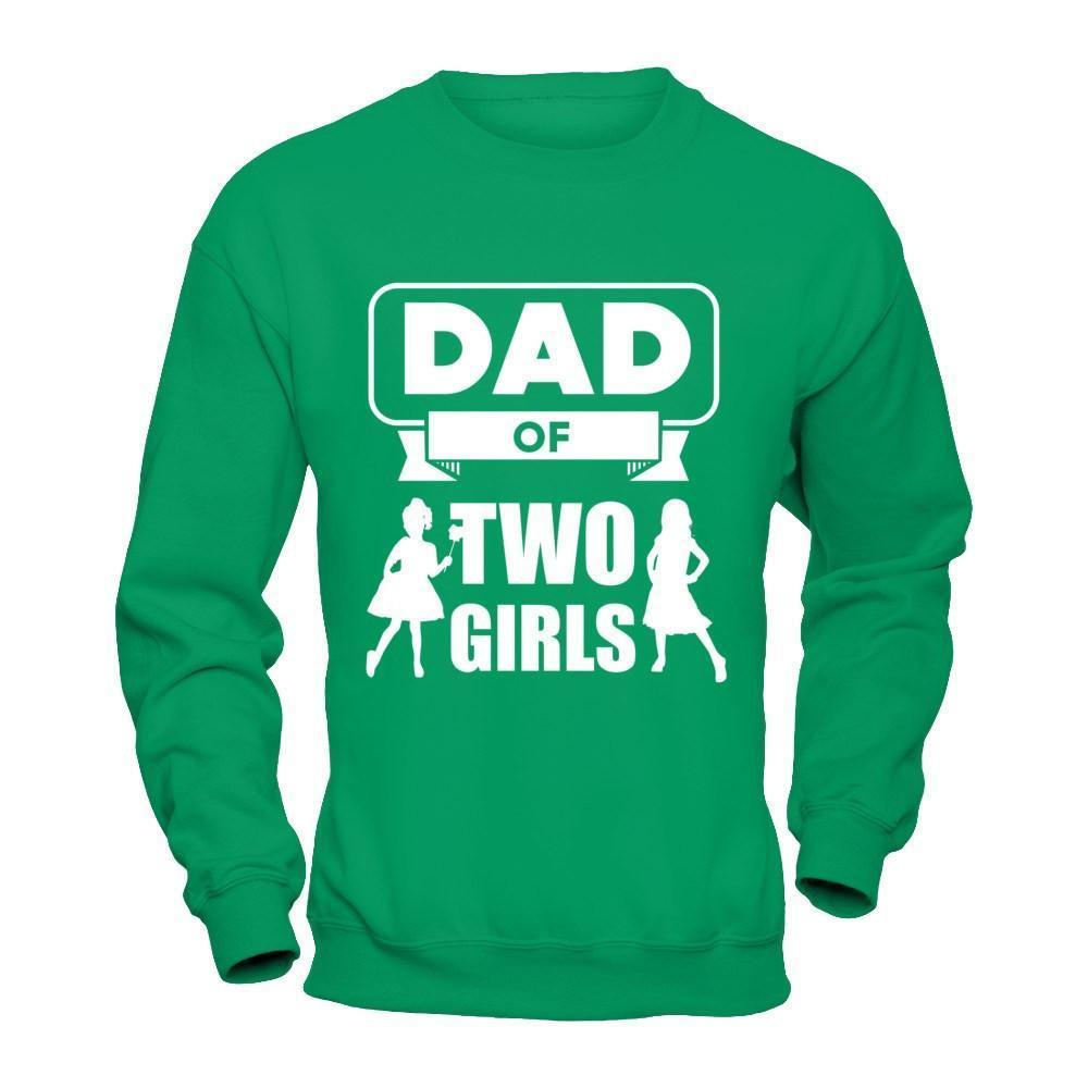 Dad Of Two Girls-T-Shirt & Hoodie-Crewneck Sweatshirt-Irish Green