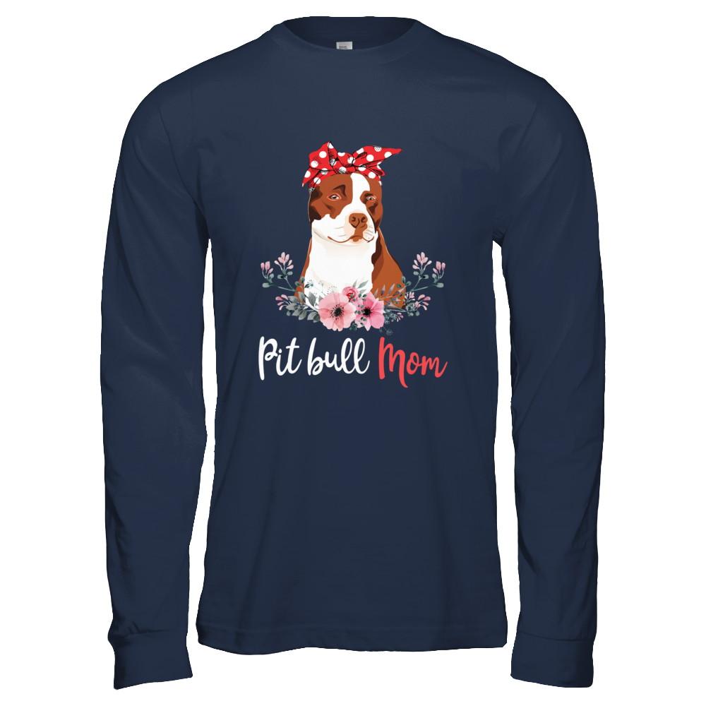 Pitbull Mom Gift For Women Dog Lover-T-Shirt & Hoodie-Long Sleeve T-Shirt-Navy