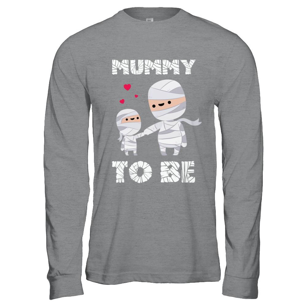 Cute Funny Mummy To Be Pregnant Mom Halloween-T-Shirt & Hoodie-Long Sleeve T-Shirt-Sport Grey