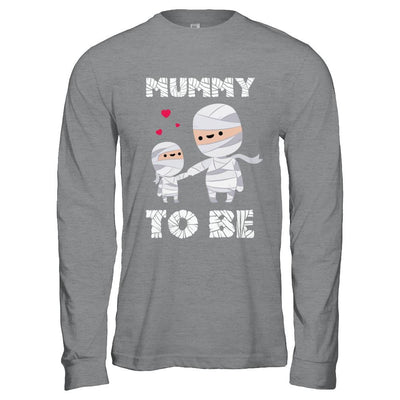 Cute Funny Mummy To Be Pregnant Mom Halloween-T-Shirt & Hoodie-Long Sleeve T-Shirt-Sport Grey