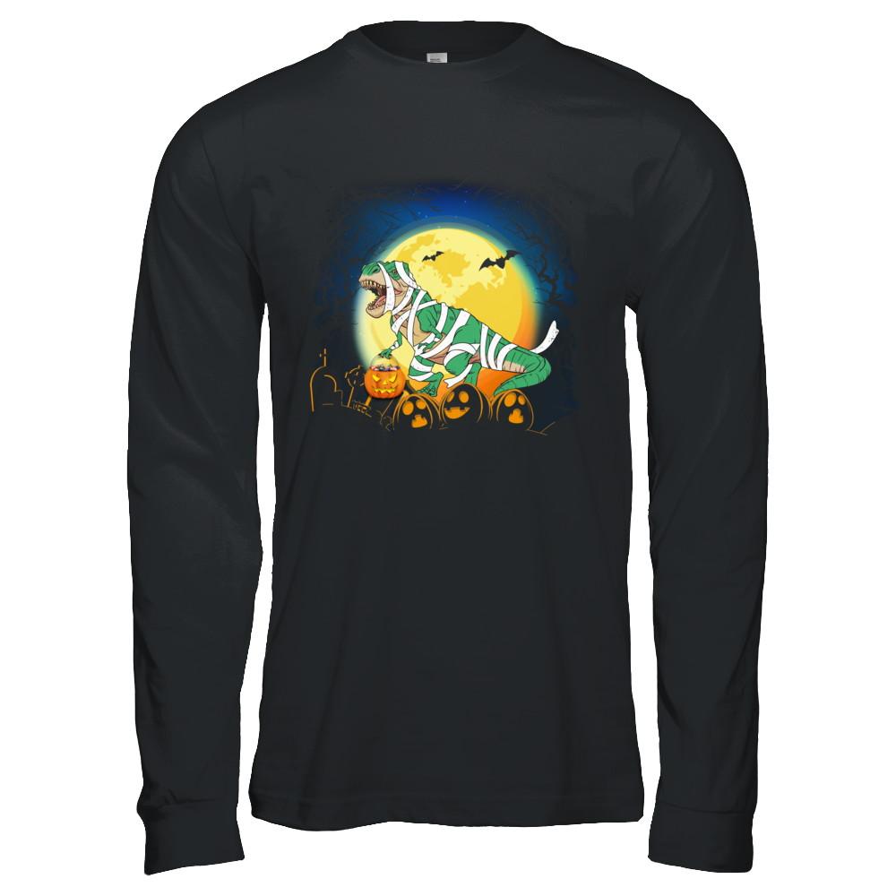 Halloween Pumpkin Dinosaur Gift For Kids Boys Girls-T-Shirt & Hoodie-Long Sleeve T-Shirt-Black