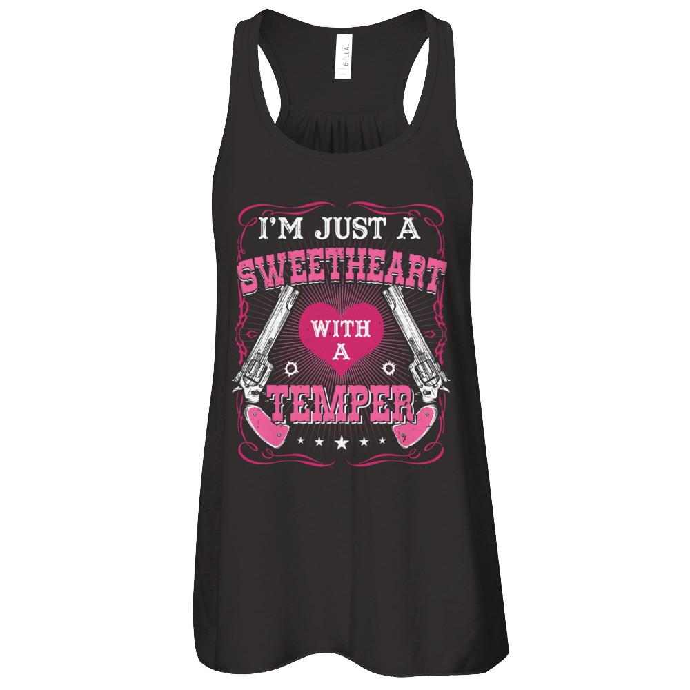 I'm Just A Sweetheart With A Temper-T-Shirt & Tank Top-Women's Flowy Racerback Tank-Black