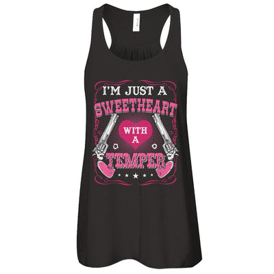 I'm Just A Sweetheart With A Temper-T-Shirt & Tank Top-Women's Flowy Racerback Tank-Black