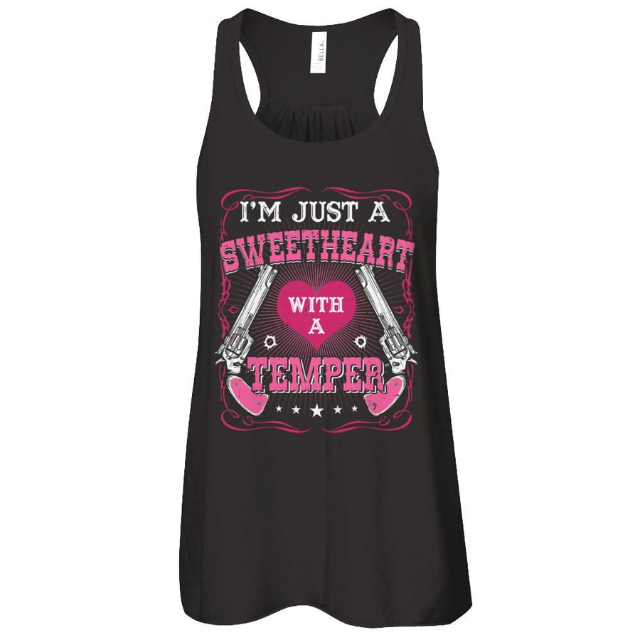 I'm Just A Sweetheart With A Temper-T-Shirt & Tank Top-Women's Flowy Racerback Tank-Black