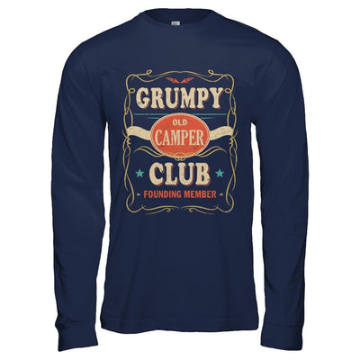 Grumpy Old Camper Club Founding Member Papa Camping-T-Shirt & Hoodie-Long Sleeve T-Shirt-Navy