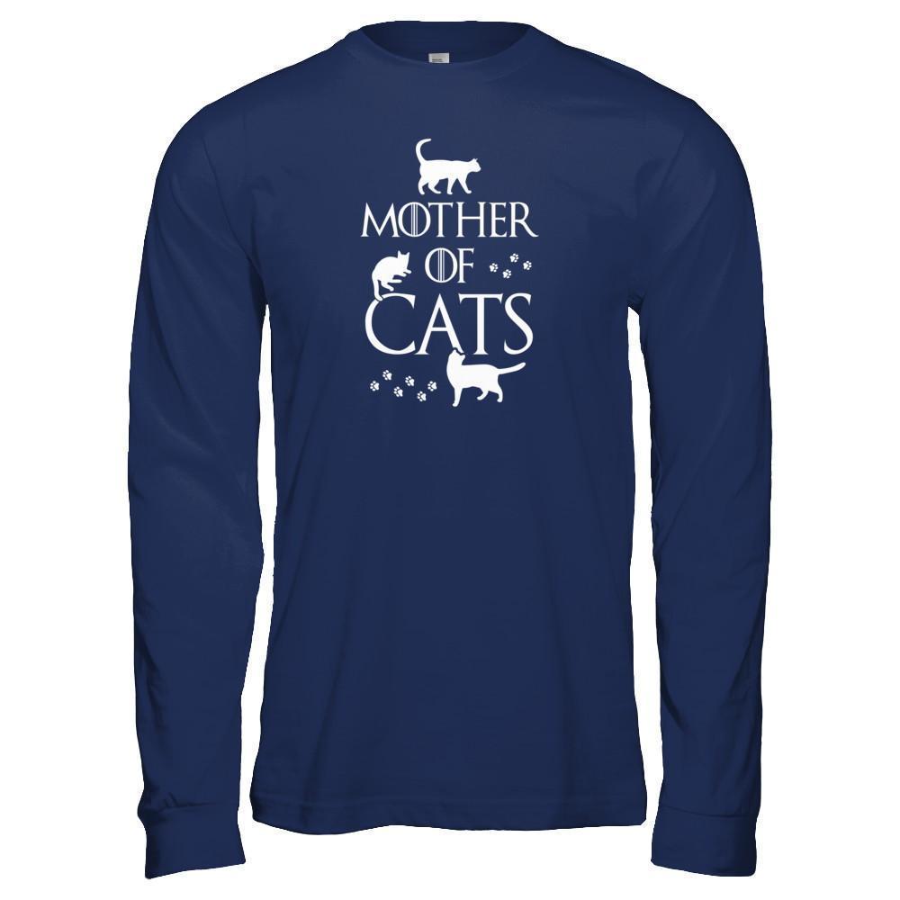 Mother Of Cats For Cat Lovers-T-Shirt & Tank Top-Long Sleeve T-Shirt-Navy