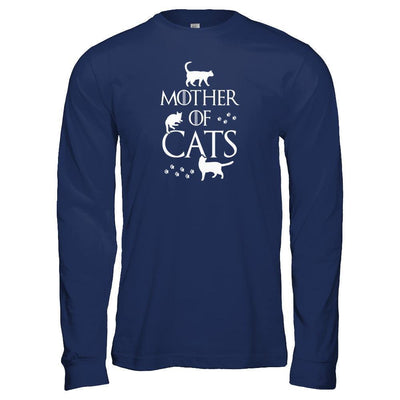 Mother Of Cats For Cat Lovers-T-Shirt & Tank Top-Long Sleeve T-Shirt-Navy