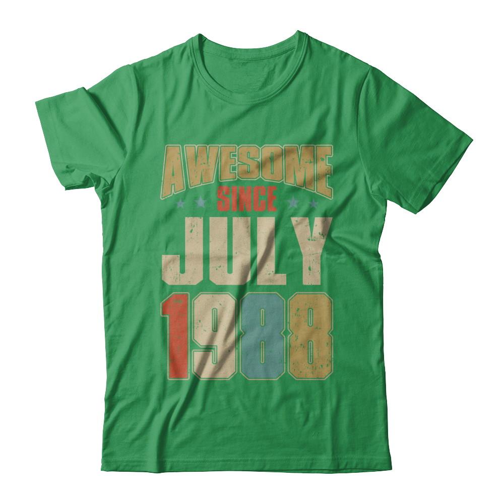 Vintage Retro Awesome Since July 1988 33th Birthday-T-Shirt & Hoodie-Premium T-Shirt-Kelly Green
