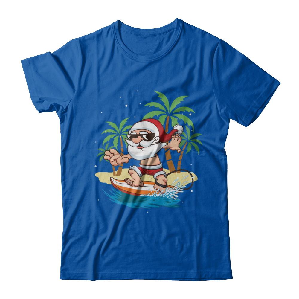 Funny Santa Surfing Hawaiian Summer Christmas-T-Shirt & Sweatshirt-Premium T-Shirt-Royal