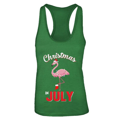 Funny Party X-Mas Flamingo Christmas In July-T-Shirt & Tank Top-Women's Ideal Racerback Tank-Kelly Green