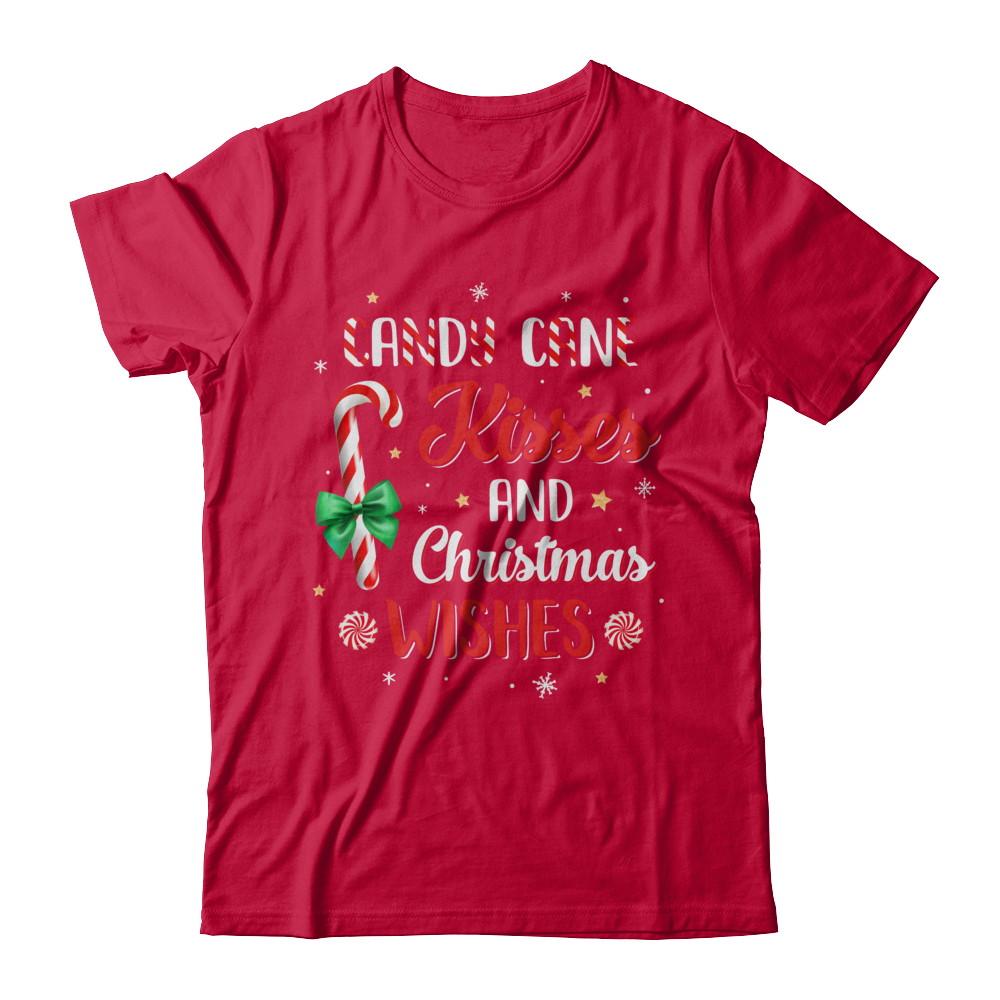Candy Cane Kisses And Christmas Wishes Gifts-T-Shirt & Sweatshirt-Classic T-Shirt-Red