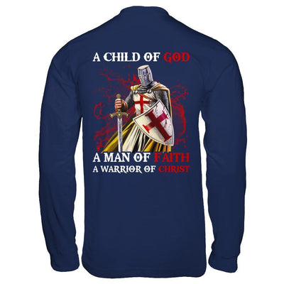 Knight Templar A Child Of God A Man Of Faith A Warrior Of Christ-T-Shirt & Hoodie-Long Sleeve T-Shirt-Navy