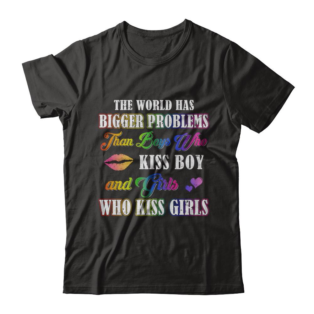 Lgbt Gay Lesbian The World Has Bigger Problems Than Boys-T-Shirt & Hoodie-Premium T-Shirt-Black