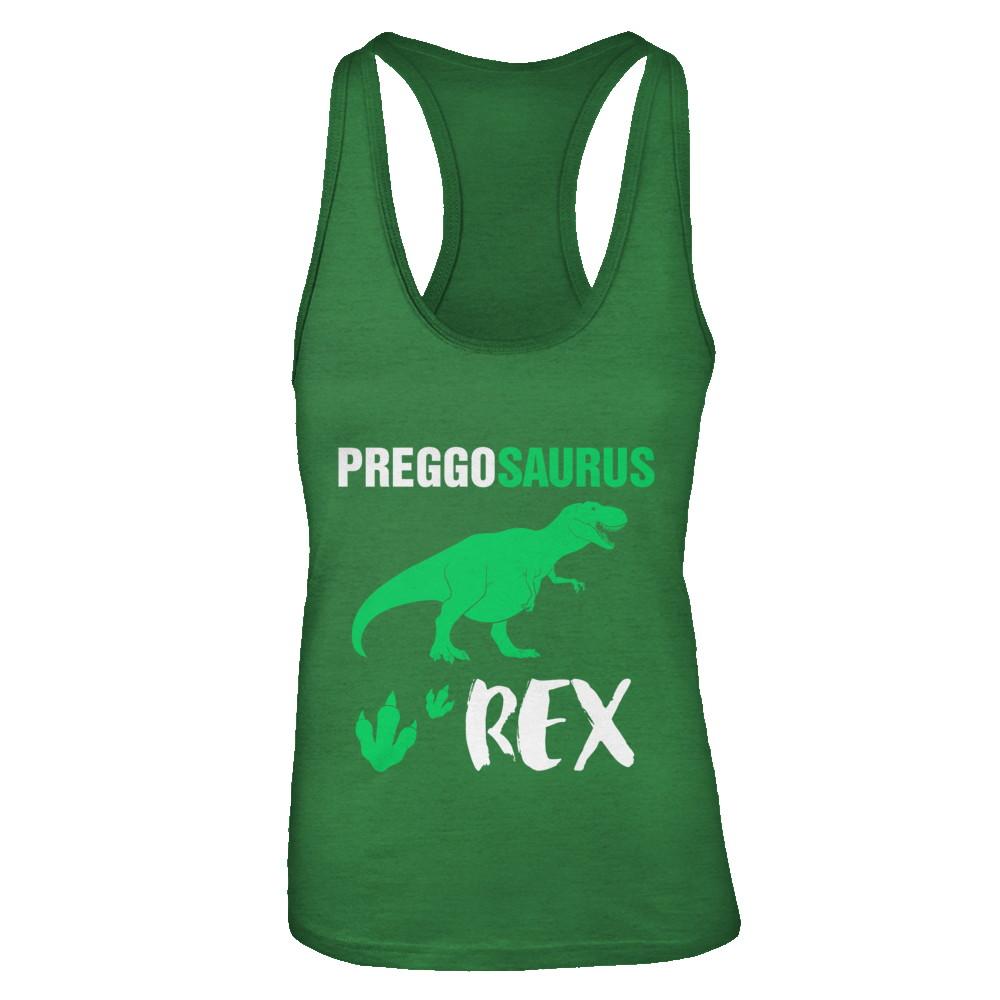 Preggosaurus Rex Pregnancy Mom Dinosaur Gift-T-Shirt & Tank Top-Women's Ideal Racerback Tank-Kelly Green