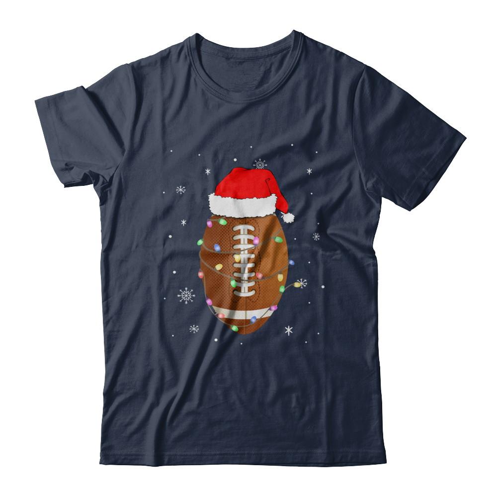 Santa Hat Football Christmas Gifts-T-Shirt & Sweatshirt-Classic T-Shirt-Navy